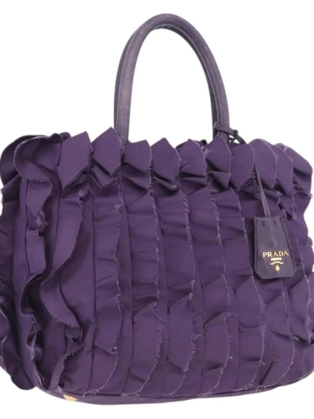 PRADA Hand Bag Nylon Leather Purple Gold Auth 173998 - Picture 2 of 15